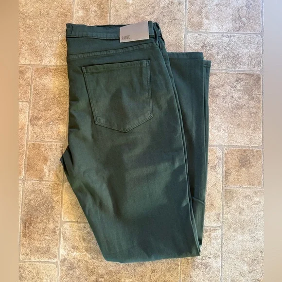 Paige Transcend Federal Slim Straight Jean Vintage Pine Green Colored Pants - 36 - Picture 1 of 5